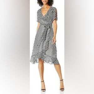 NWOT Donna Morgan Black and White Wrap Dress, size 10